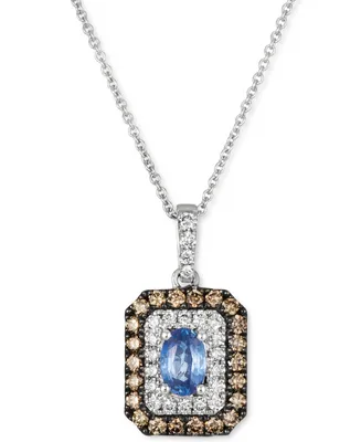 Le Vian Blueberry Sapphire (3/8 ct. t.w.) & Diamond (1/2 ct. t.w.) 18" Pendant Necklace in 14k White Gold