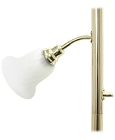 Lalia Home Torchiere Floor Lamp with 2 Reading Lights and Scalloped Glass Shades