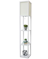 Lalia Home Column Shelf Floor Lamp with Linen Shade