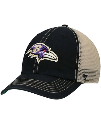 Men's Black, Natural Baltimore Ravens Trawler Trucker Clean Up Snapback Hat