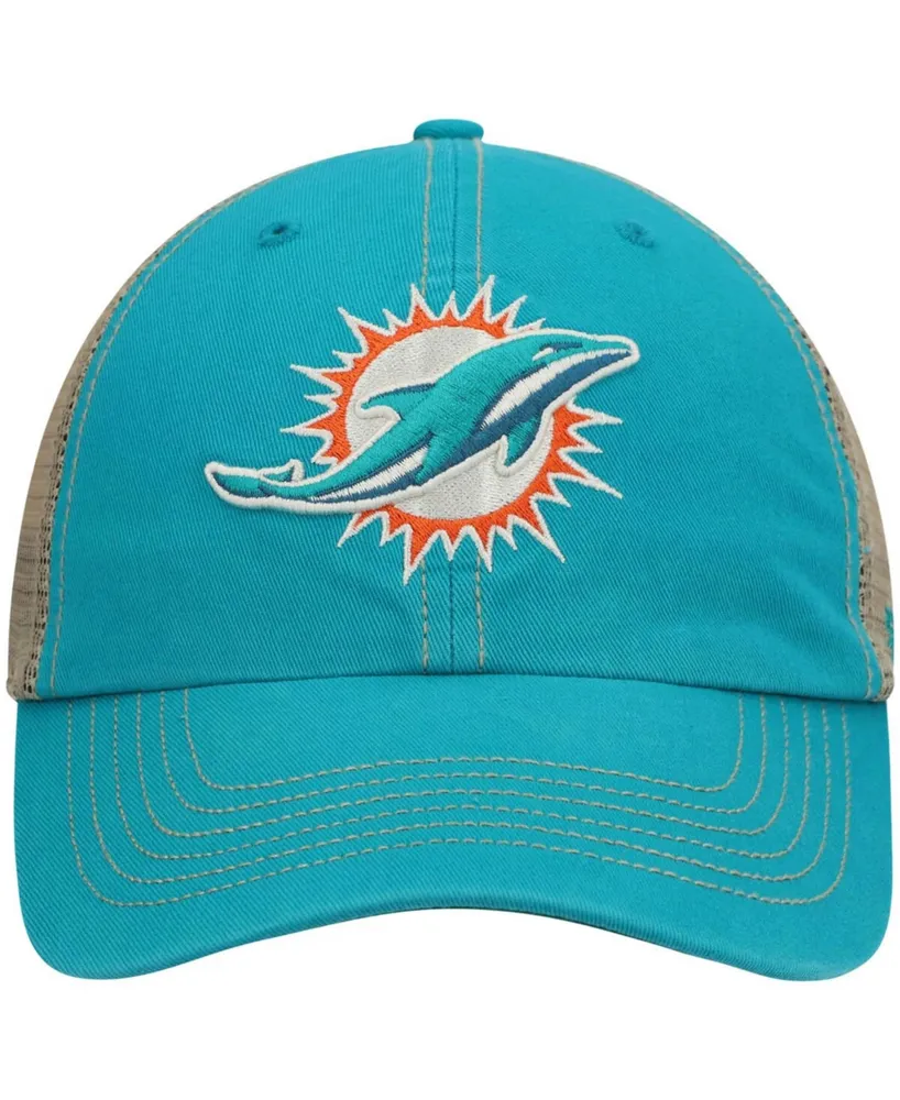 Men's Aqua, Natural Miami Dolphins Trawler Trucker Clean Up Snapback Hat