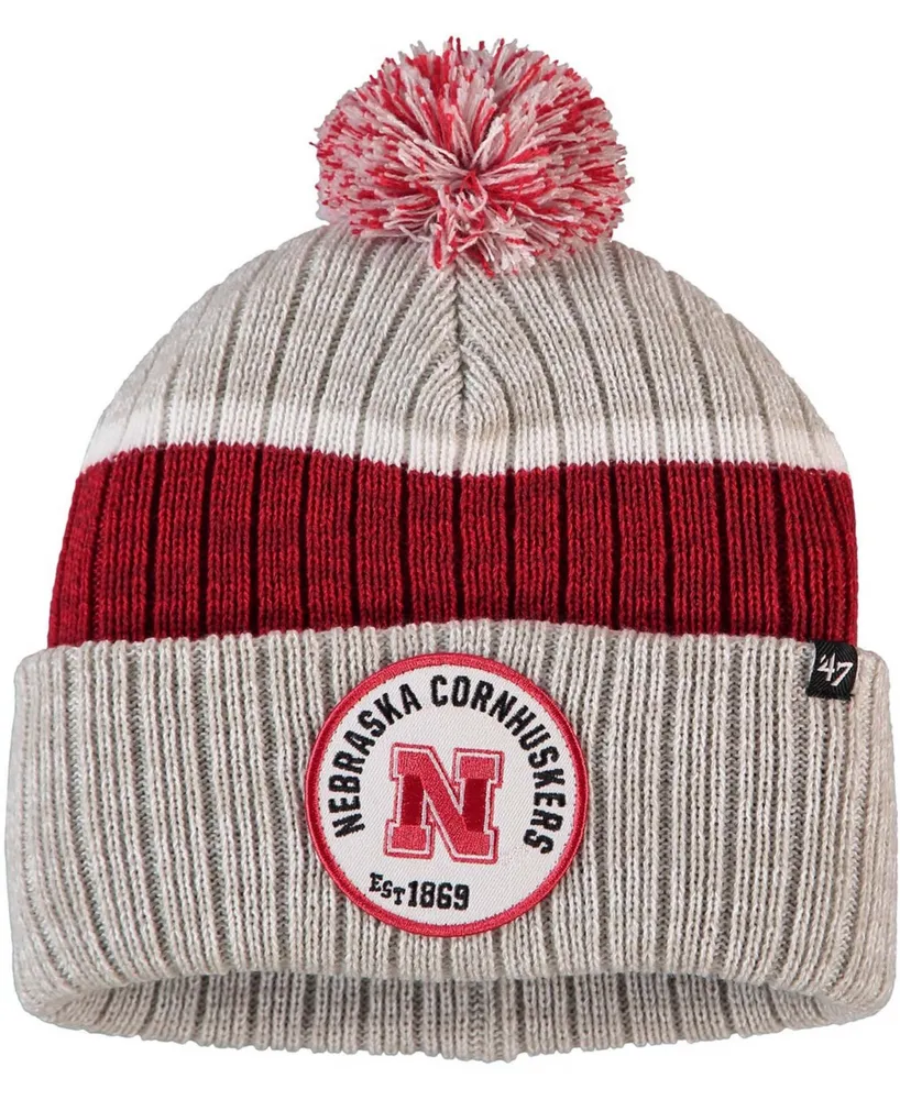 Men's Gray Nebraska Huskers Holcomb Cuffed Knit Hat with Pom