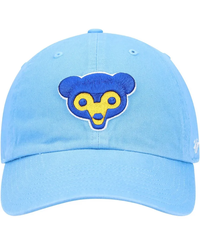 Men's Light Blue Chicago Cubs Logo Cooperstown Collection Clean Up Adjustable Hat