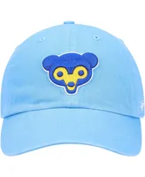 Men's Light Blue Chicago Cubs Logo Cooperstown Collection Clean Up Adjustable Hat