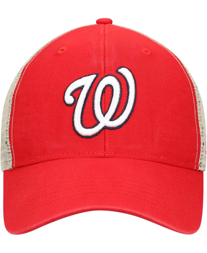 Men's Red, Natural Washington Nationals Flagship Washed Mvp Trucker Snapback Hat