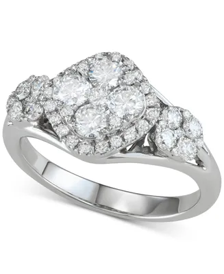Diamond Triple Cluster Engagement Ring (1-1/4 ct. t.w.) in 14k White Gold