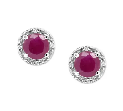 Ruby (1-1/5 ct. t.w.) & Diamond Accent Stud Earrings in Sterling Silver