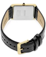 Seiko Men's Essentials Black Leather Strap Watch 28mm