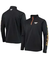 Men's Black Virginia Tech Hokies Terminal Tackle Fleece Raglan Omni-Shade Quarter-Zip Jacket