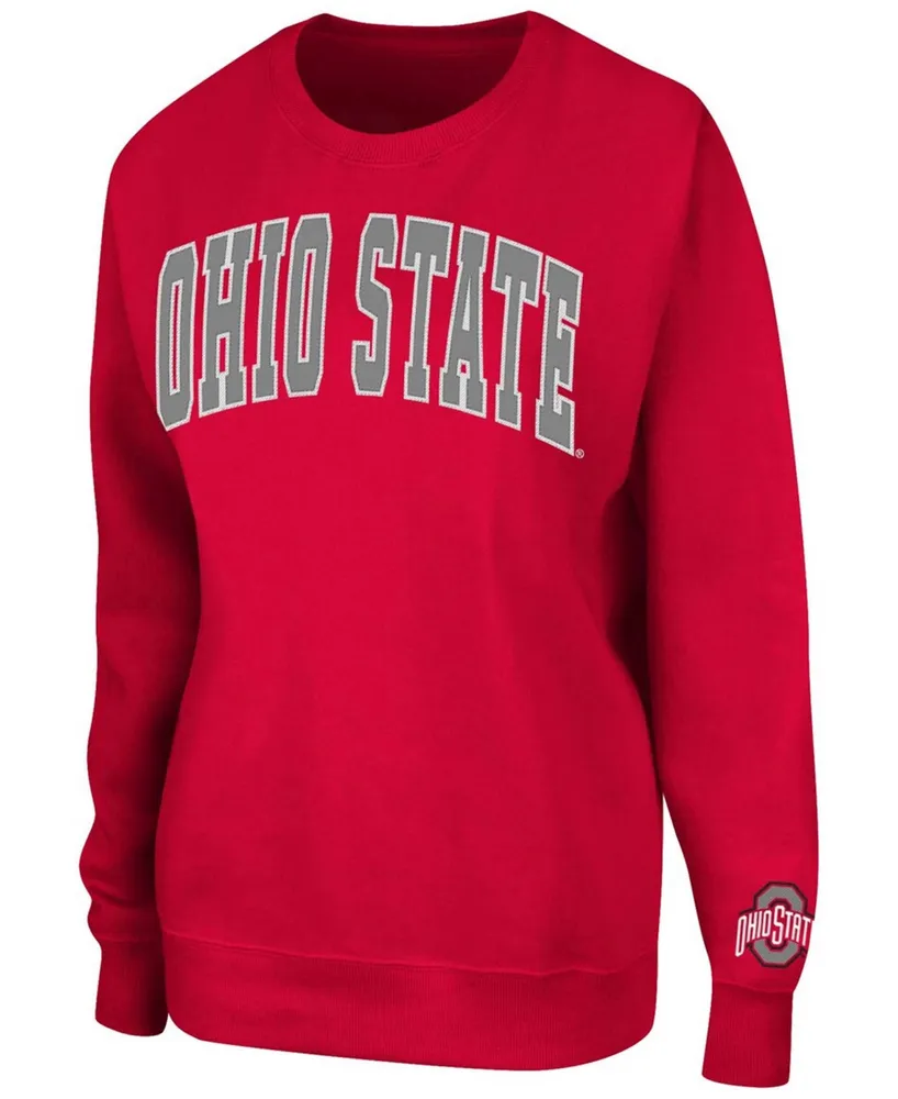 Women's Scarlet Ohio State Buckeyes Campanile Pullover Sweatshirt