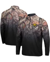 Men's Black Iowa Hawkeyes Mossy Oak Fleet Ii Quarter-Zip Jacket