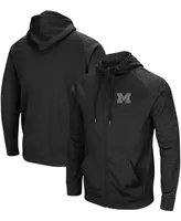 Men's Black Michigan Wolverines Blackout 3.0 Tonal Raglan Full-Zip Hoodie