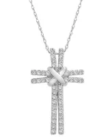 Diamond Cross 18" Pendant Necklace (1/4 ct. t.w.) in 10k White Gold