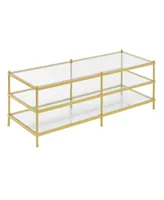 Royal Crest 3 Tier Glass Coffee Table - Clear Glass, Gold