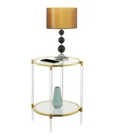 Royal Crest 2 Tier Acrylic Glass End Table - Clear, Gold