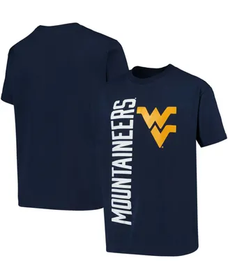 Big Boys and Girls Navy West Virginia Mountaineers Vertical Leap T-shirt