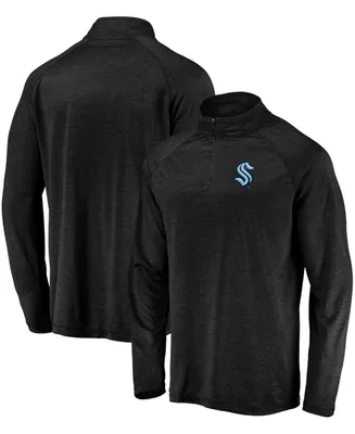 Men's Black Seattle Kraken Primary Logo Quarter-Zip Pullover Fleece Jacket