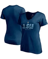 Women's Navy Seattle Kraken Authentic Pro Secondary Logo V-Neck T-shirt