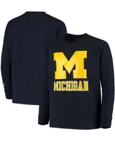 Big Boys and Girls Navy Michigan Wolverines Lockup Long Sleeve T-shirt