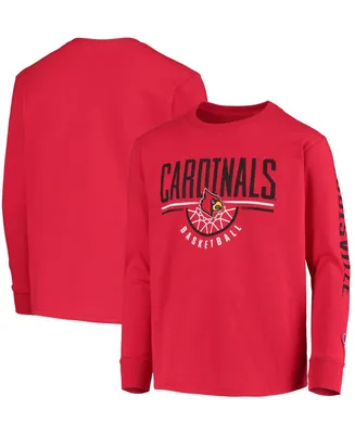 Big Boys and Girls Red Louisville Cardinals Basketball Long Sleeve T-shirt