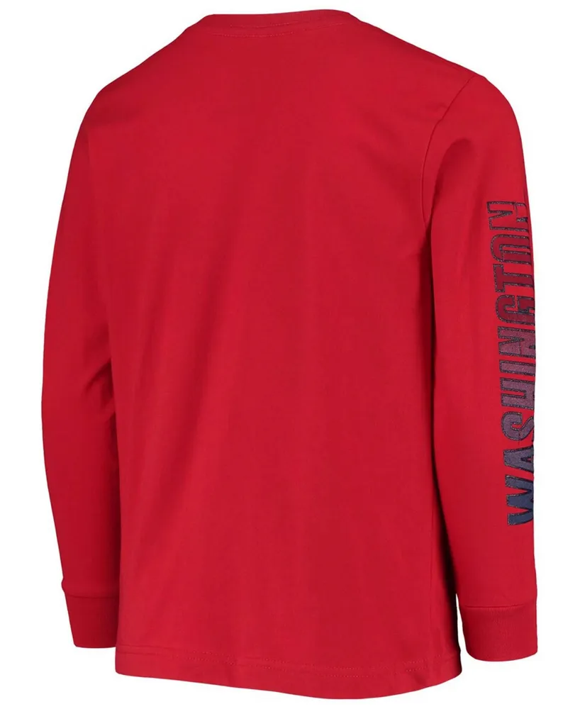 Big Boys and Girls Red Washington Nationals Platinum Logo Long Sleeve T-shirt