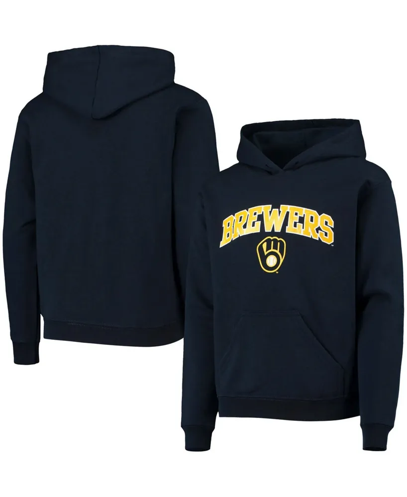 Youth Stitches Navy Milwaukee Brewers Pullover Fleece Hoodie 