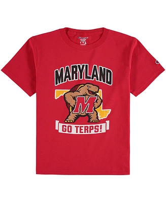 Big Boys and Girls Red Maryland Terrapins Strong Mascot T-shirt