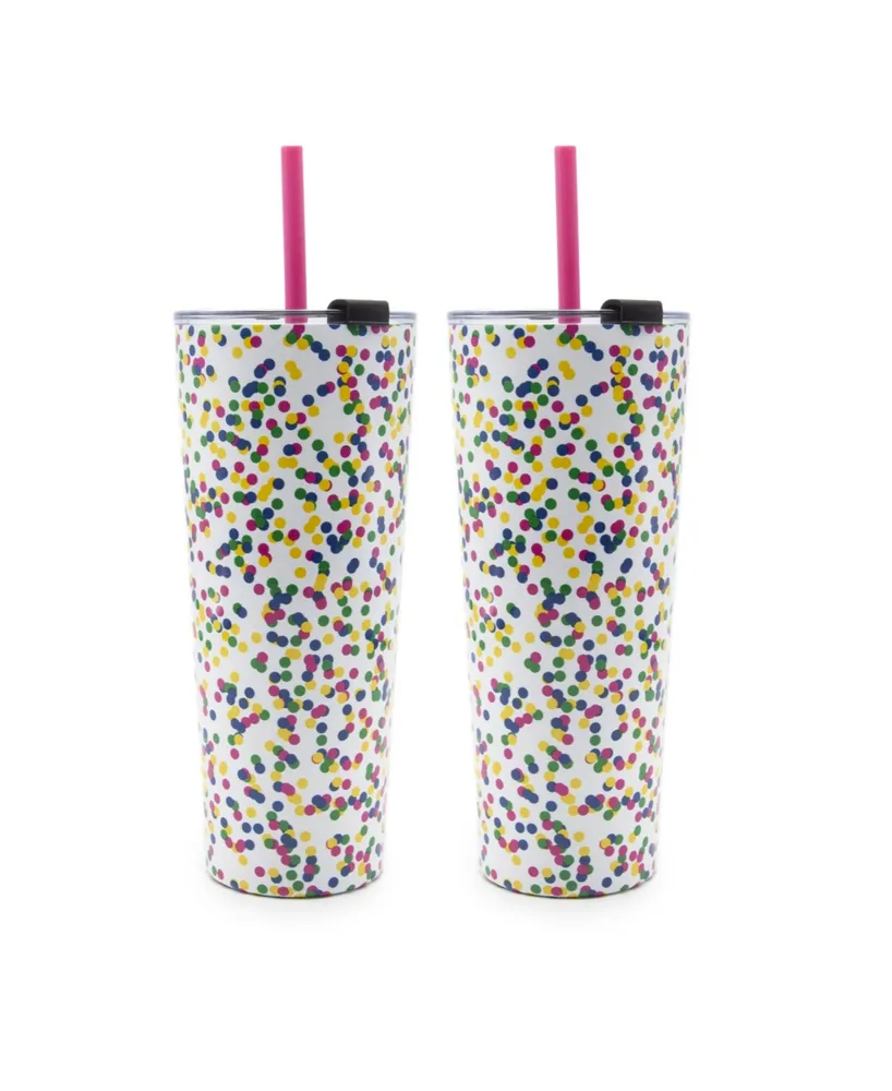 Thirstystone by Cambridge 24 oz Confetti Dot Insulated Straw Tumblers Set, 2 Piece