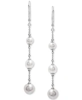 Cultured Freshwater Pearl (5-7mm) Graduated Linear Drop Earrings in Sterling Silver