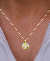 Enamel Landing Dove 18" Pendant Necklace in 14k Gold