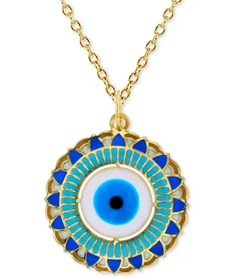 Enamel Evil Eye 18" Pendant Necklace in 14k Gold