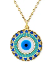 Enamel Evil Eye 18" Pendant Necklace in 14k Gold