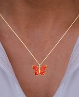 Enamel Butterfly 18" Pendant Necklace in 14k Gold