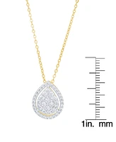 Cubic Zirconia Pear Necklace Fine Gold Plate or Silver