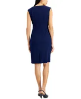 Kasper Petite Notched-Neck Sheath Dress