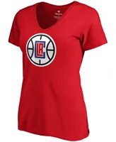 Women's Paul George Red La Clippers Playmaker Logo Name Number V-Neck T-shirt