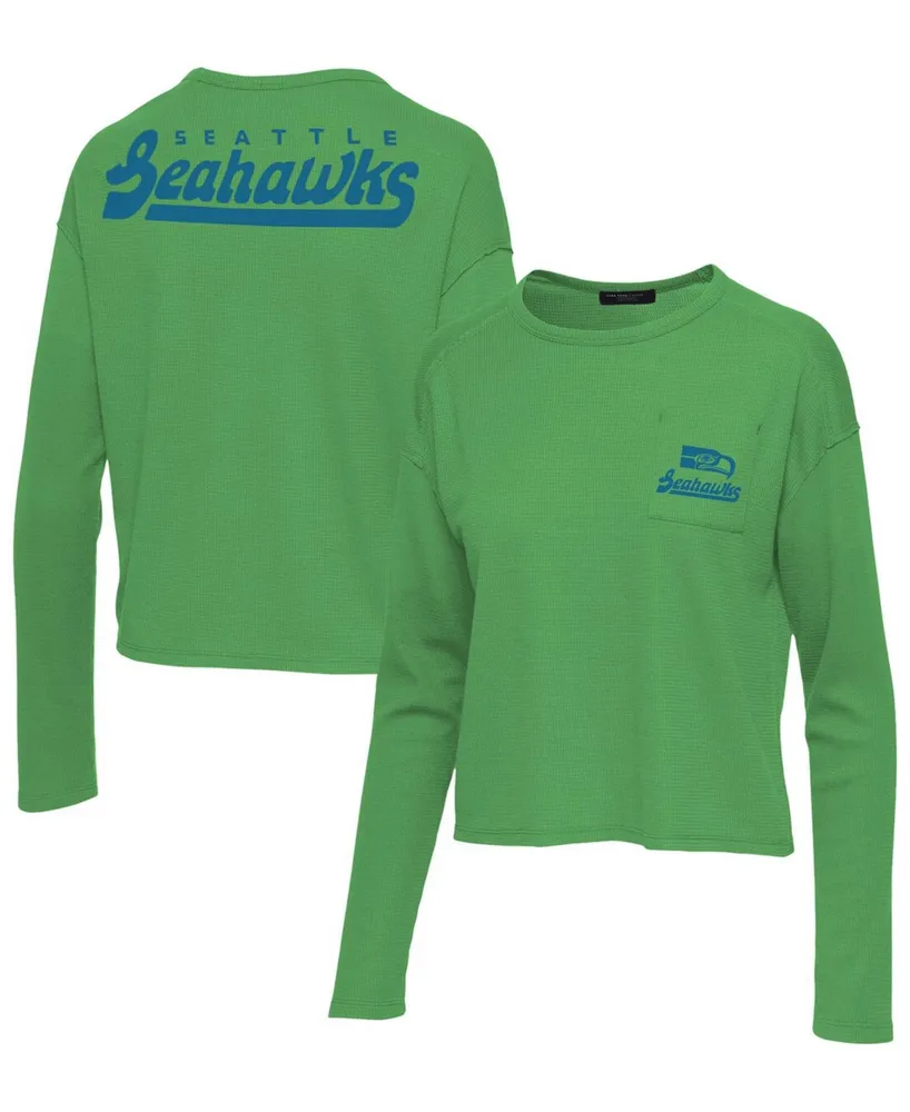 Women's Neon Green Seattle Seahawks Pocket Thermal Long Sleeve T-shirt