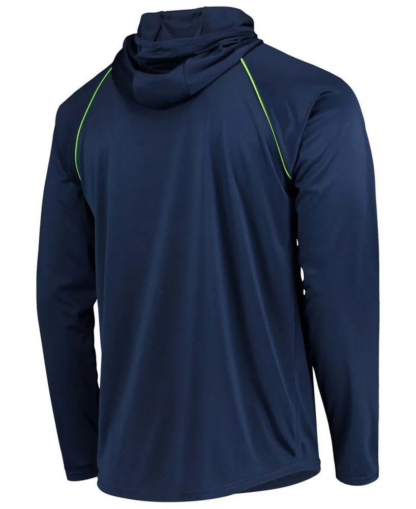 Men's Navy Seattle Seahawks Raglan Long Sleeve Hoodie T-shirt