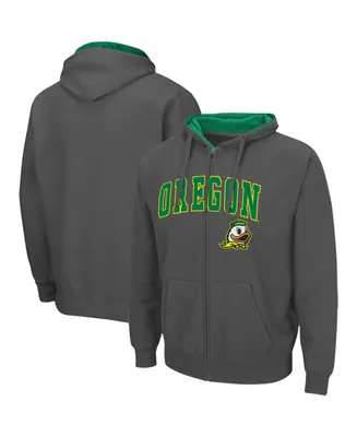 Men's Charcoal Oregon Ducks Arch Logo 3.0 Full-Zip Hoodie