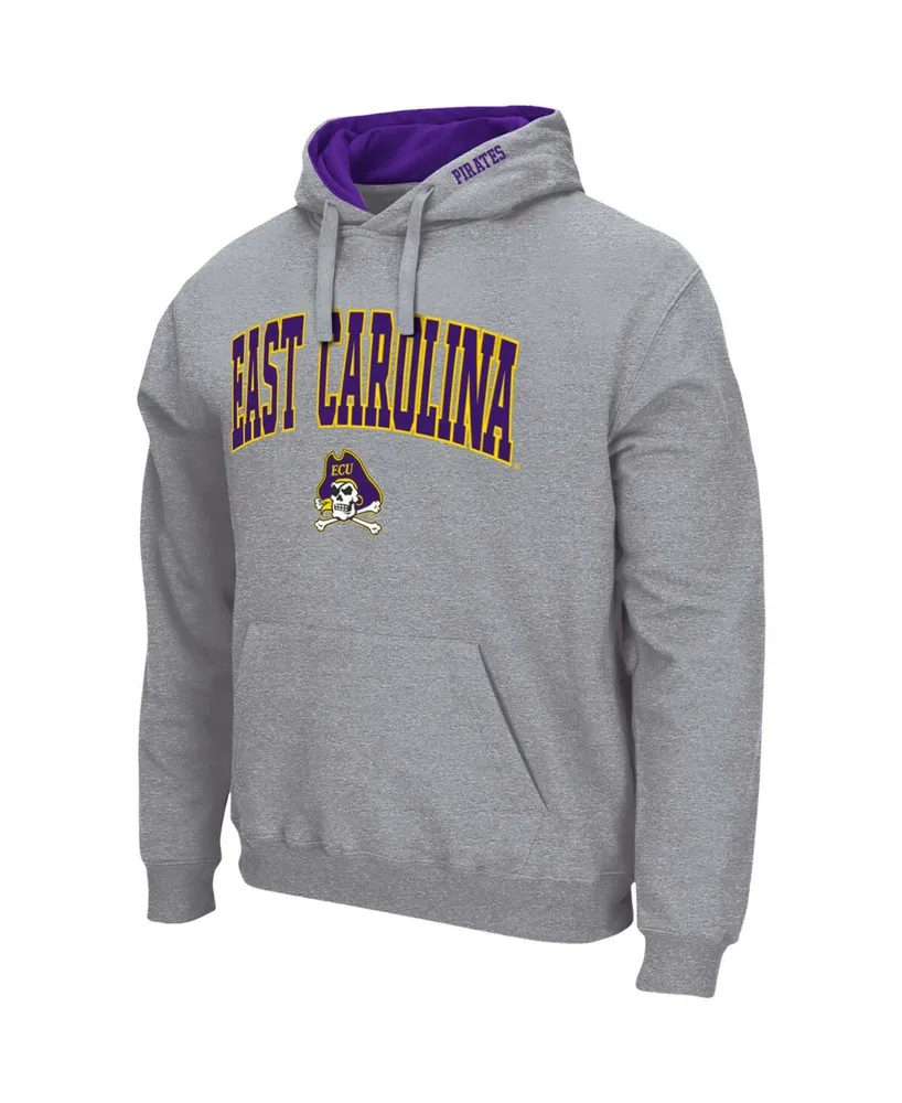 Men's Heathered Gray Ecu Pirates Arch and Logo Pullover Hoodie