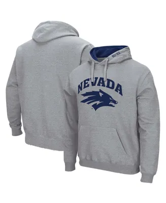 Men's Heathered Gray Nevada Wolf Pack Arch and Logo Pullover Hoodie