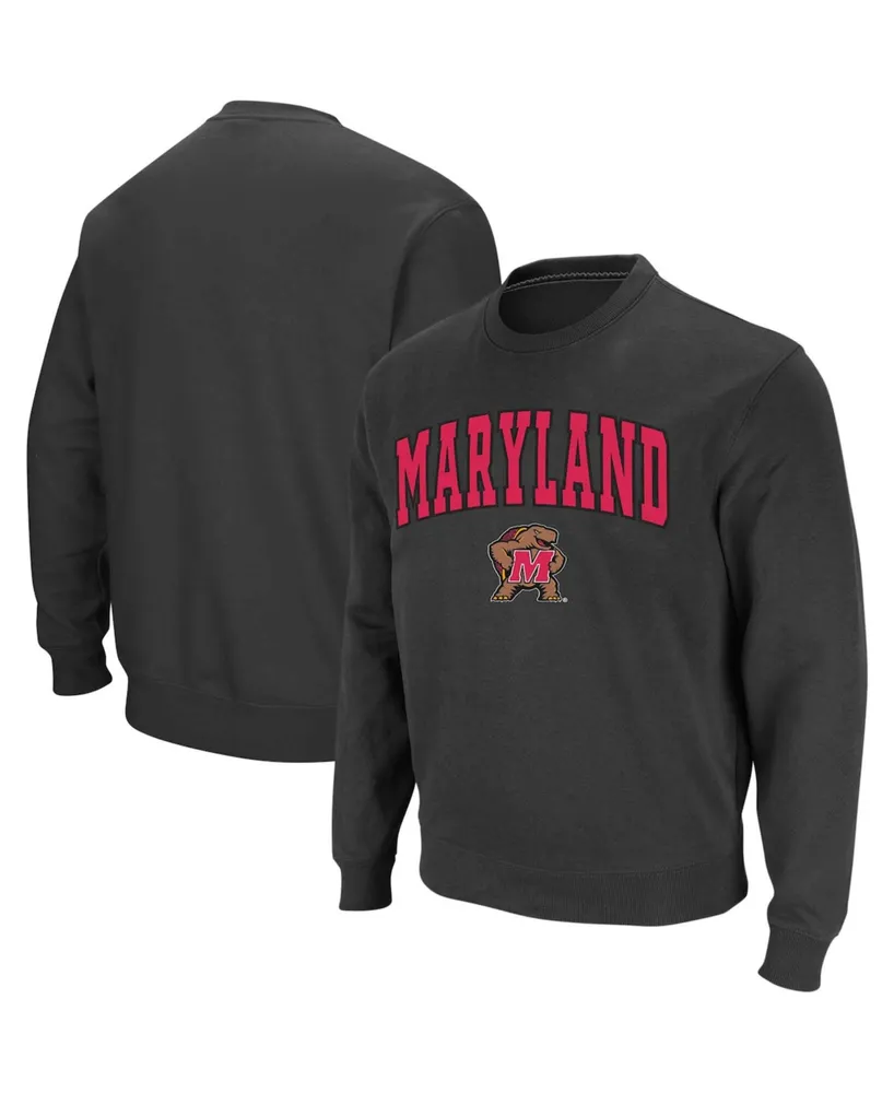 Men's Charcoal Maryland Terrapins Arch Logo Crew Neck Sweatshirt