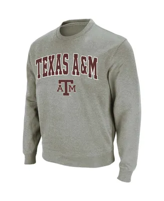 Men's Heather Gray Texas A M Aggies Arch Logo Crew Neck Sweatshirt