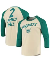 Men's LaMelo Ball Cream Charlotte Hornets Nba 3/4 Sleeve Raglan T-shirt