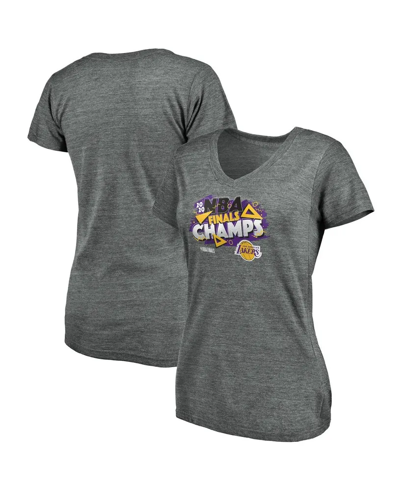 Women's Heather Gray Los Angeles Lakers 2020 Nba Finals Championship Saved By The Buzzer V-Neck T-Shirt