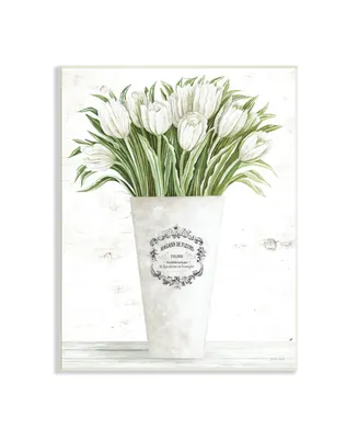 Stupell Industries White Tulip Bouquet in Parisian Vase Floral Arrangement Wall Plaque Art, 13" x 19" - Multi