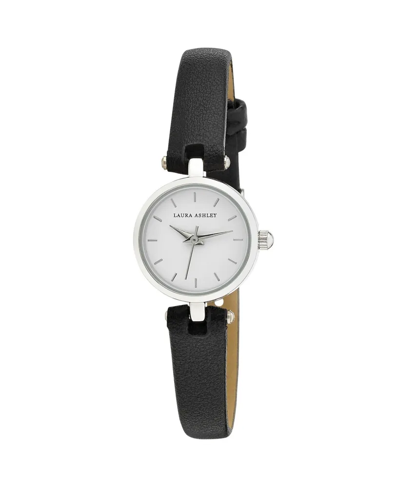 Laura Ashley Women's Silver-tone Faux Leather Strap Watch 22mm