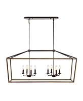 Oriana 8-Light Iron Farmhouse Industrial Lantern Led Pendant