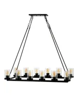 Athos 12-Light Seeded Rustic Farmhouse Linear Led Chandelier