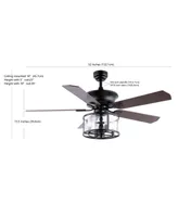 Braxton 4-Light Farmhouse Industrial Iron Drum Shade Led Ceiling Fan with Remote